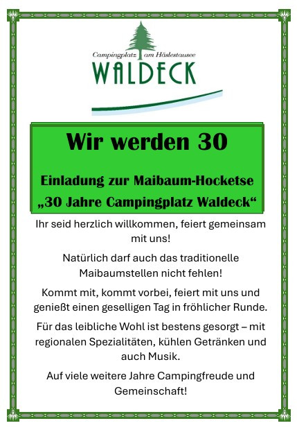 30 Jahre Camping Waldeck — Maibaum-Hocketse