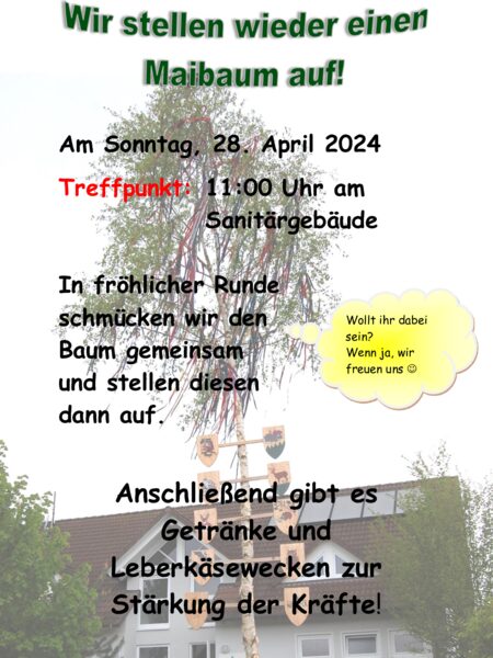 Einladung zum Maibaumstellen am Campingplatz Waldeck 2024