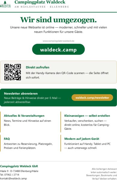Campingplatz Waldeck - Wir sind umgezogen!