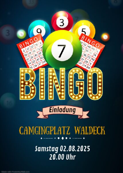Einladung zum Bingo-Abend am Campingplatz Waldeck am 02.08.2025